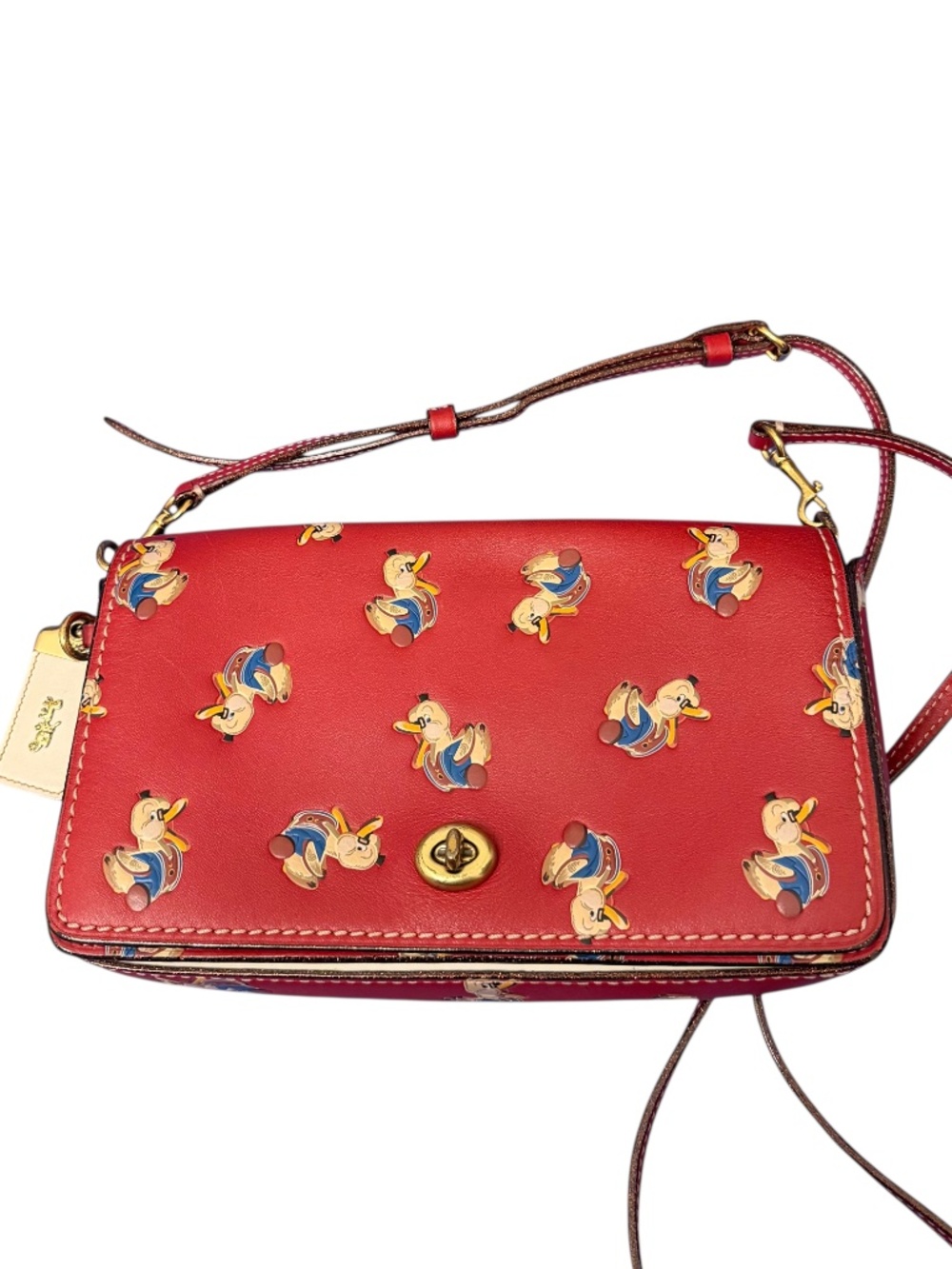 Coach Dr Doodle Duck Printed Dinky Leather Crossbody Bag